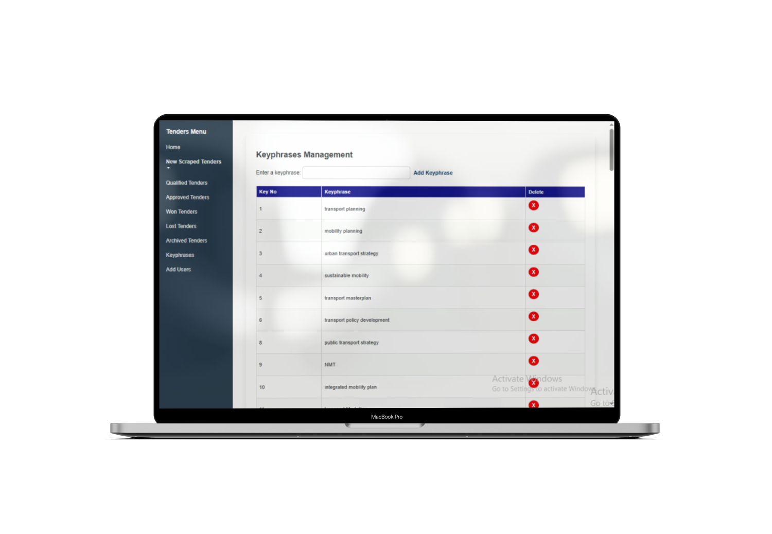 TenderSasa dashboard on laptop